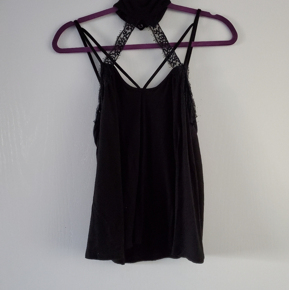 Black lace choker neck top